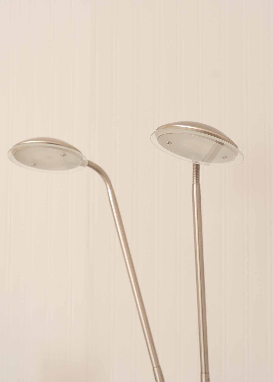 ValueLights Beata 2 arm Dimmable Brushed Silver Floor Lamp