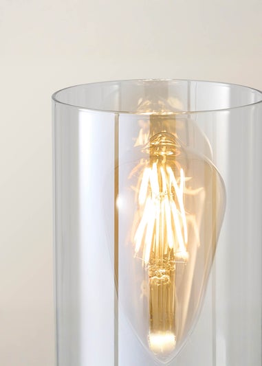 ValueLights Gobie Black Shelf Floor Lamp with Glass Shade