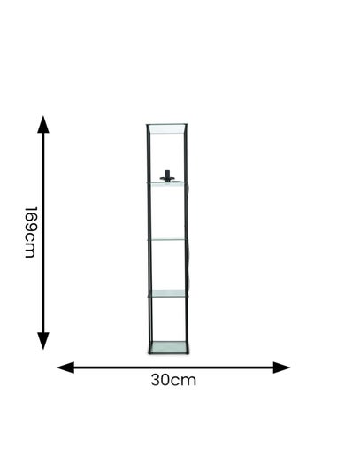 ValueLights Gobie Black Floor Lamp with Clear Drum Shade (169cm x 30cm x 30cm)