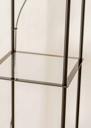 ValueLights Gobie Black Floor Lamp with Clear Drum Shade (169cm x 30cm x 30cm)