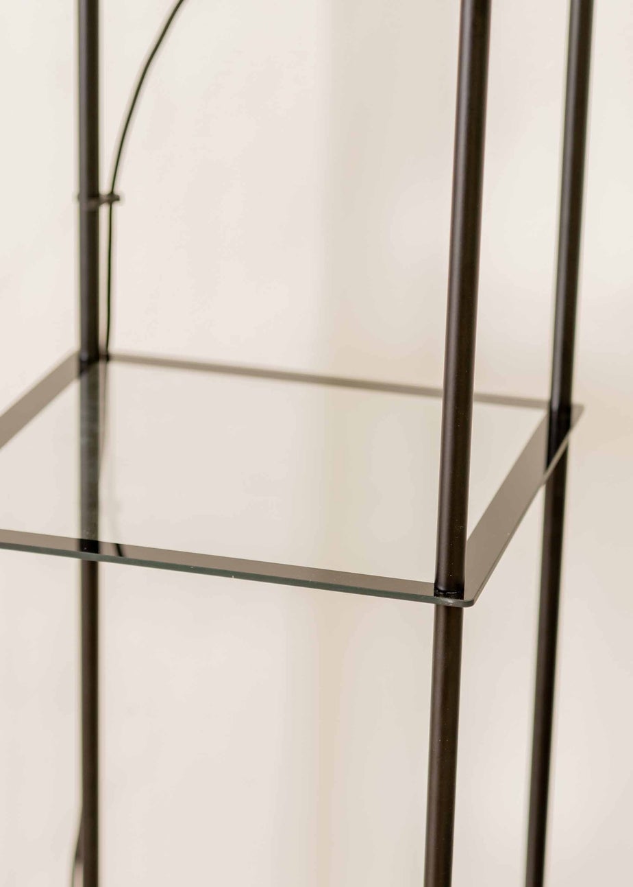 ValueLights Gobie Black Floor Lamp with Clear Drum Shade (169cm x 30cm x 30cm)