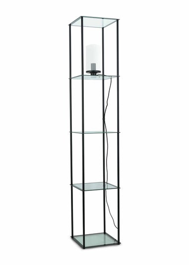 ValueLights Gobie Black Floor Lamp with Clear Drum Shade (169cm x 30cm x 30cm)