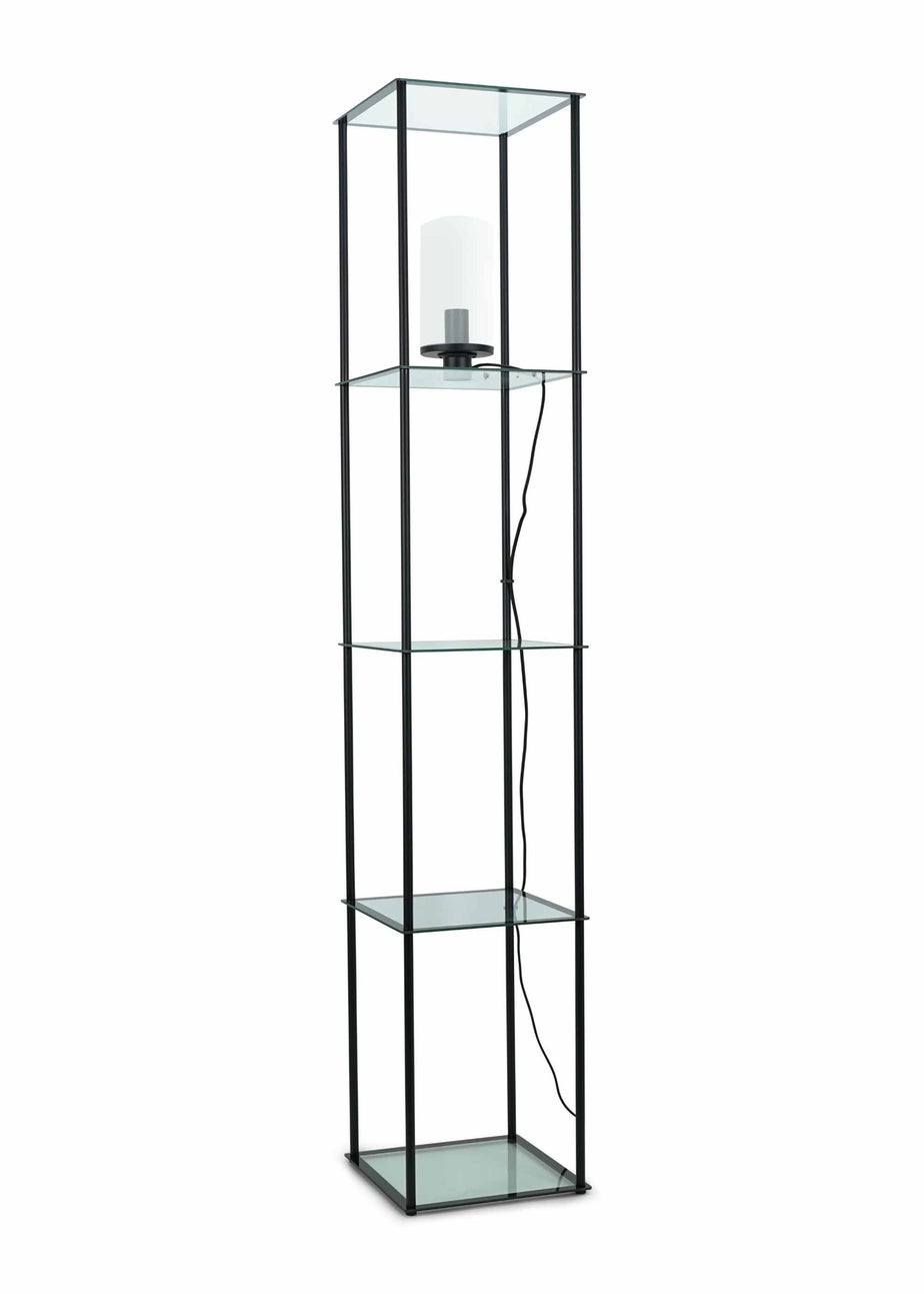 ValueLights Gobie Black Floor Lamp with Clear Drum Shade (169cm x 30cm x 30cm)