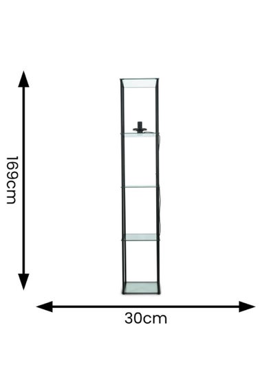 ValueLights Gobie Black Floor Lamp with Clear Drum Shade (169cm x 30cm x 30cm)