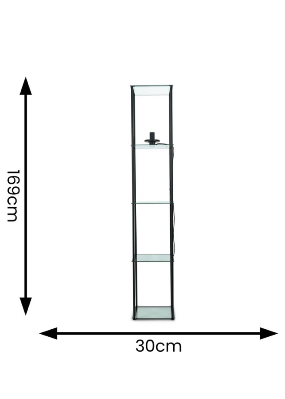 ValueLights Gobie Black Floor Lamp with Clear Drum Shade (169cm x 30cm x 30cm)