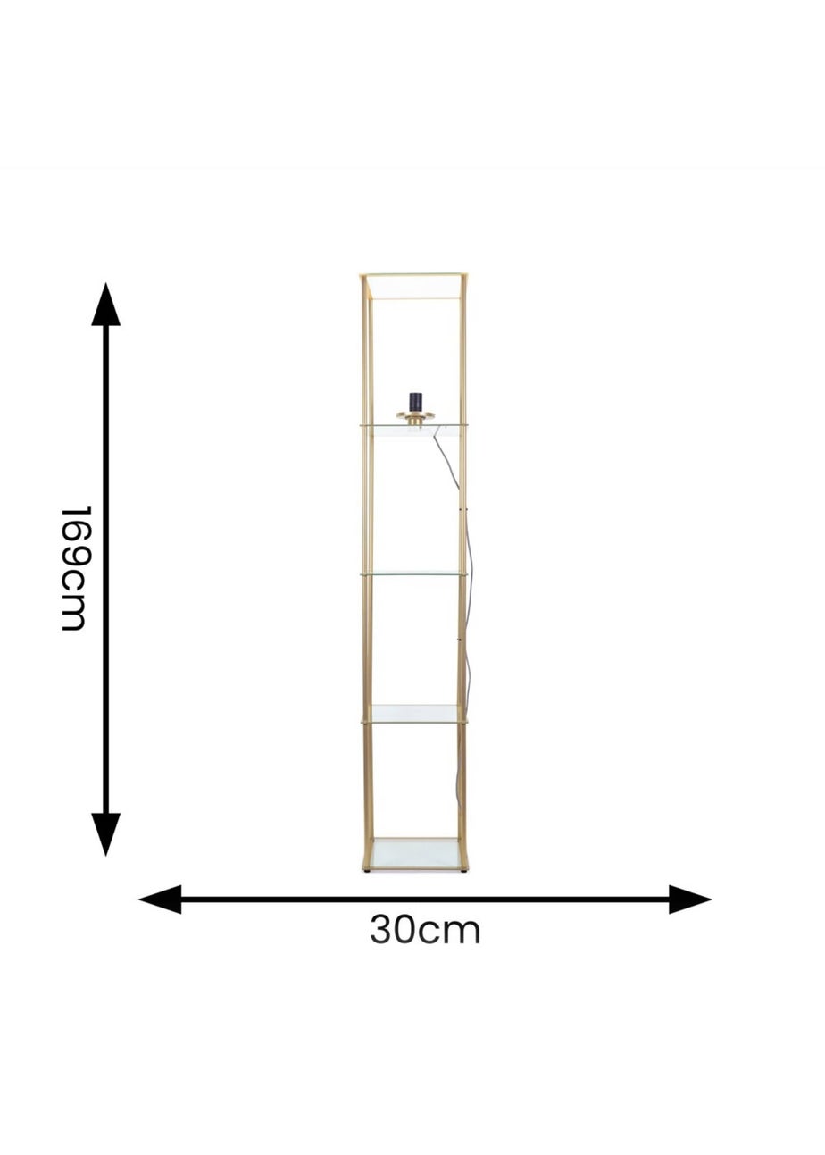 ValueLights Gobie Gold Floor Lamp with Gold Drum Shade (169cm x 30cm x 30cm)