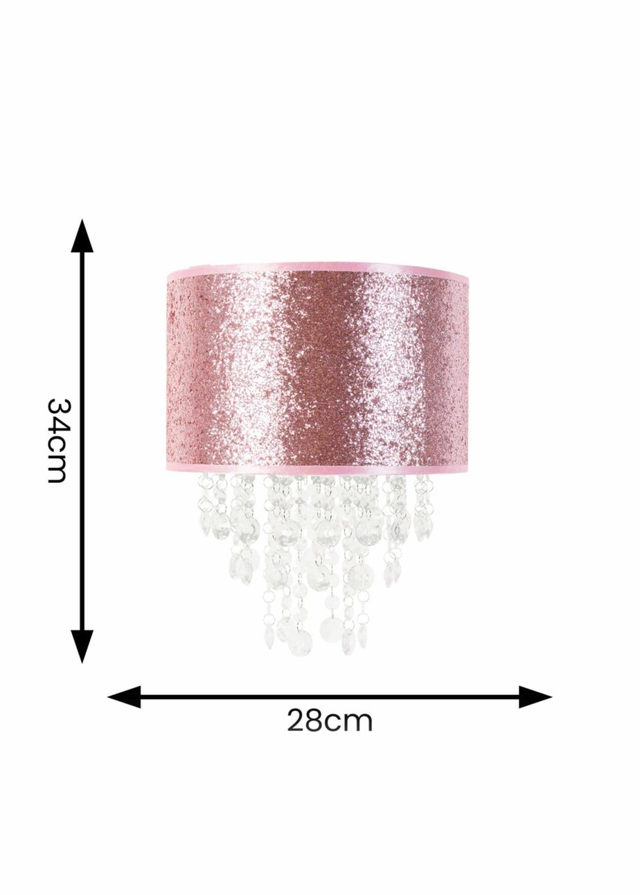 ValueLights Bonita Fabric Glitter Pink Drum Ceiling Pendant Shade (34cm x 28cm x 28cm)