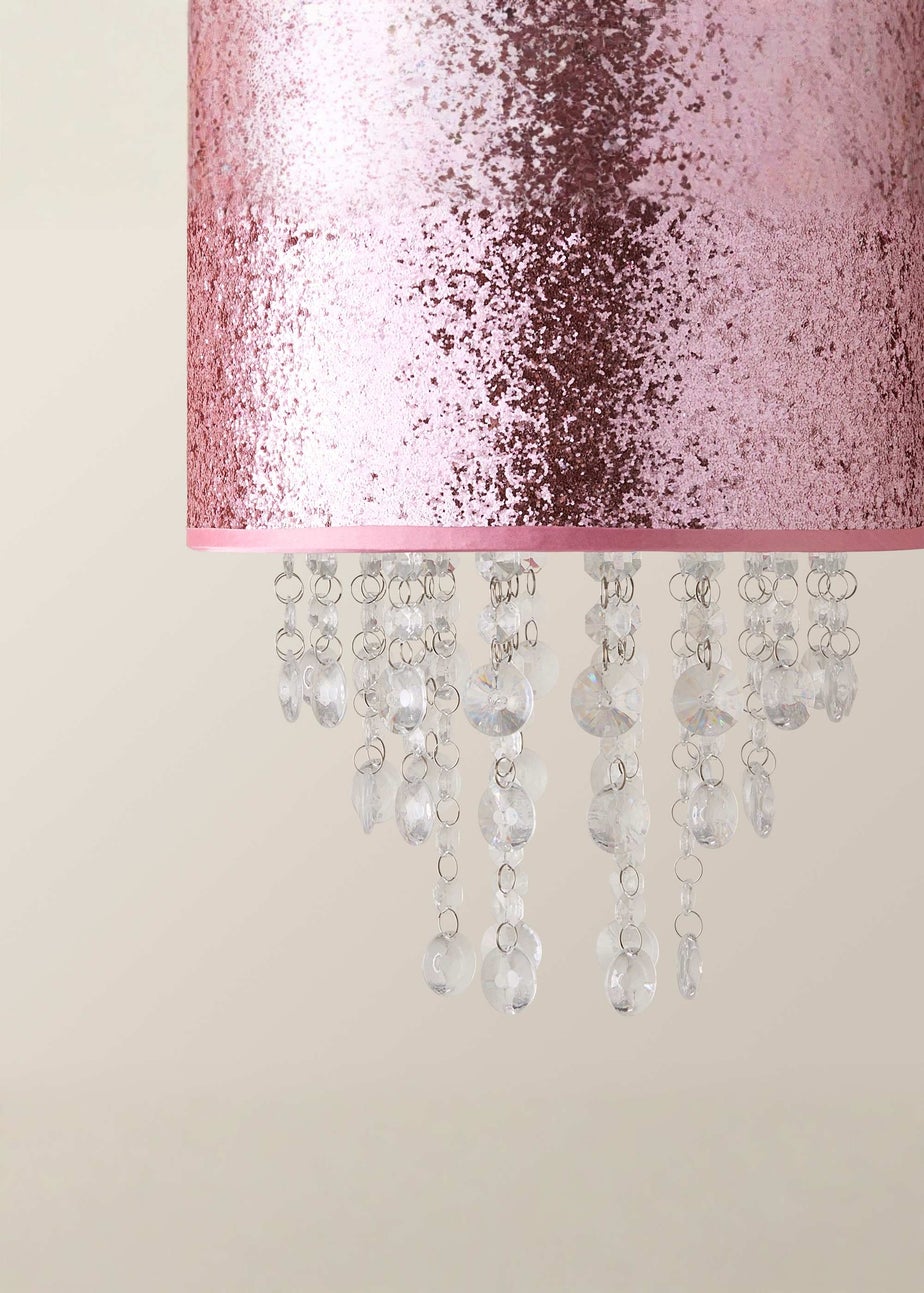 ValueLights Bonita Fabric Glitter Pink Drum Ceiling Pendant Shade (34cm x 28cm x 28cm)