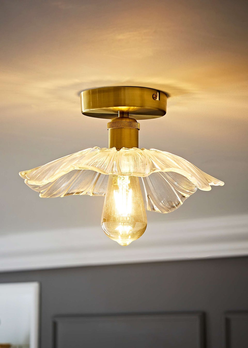 ValueLights Cassia  Gold Semi-Flush Light (26.5cm x 14.5cm x 26.5cm)