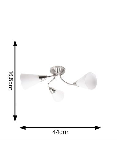 ValueLights Kristina Silver Semi-Flush Light with White Uplighter Shade (16.5cm x 44cm x 44cm)