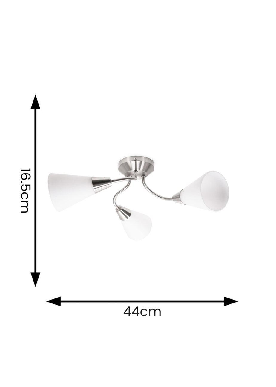 ValueLights Kristina Silver Semi-Flush Light with White Uplighter Shade (16.5cm x 44cm x 44cm)