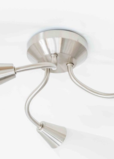 ValueLights Kristina Silver Semi-Flush Light with White Uplighter Shade (16.5cm x 44cm x 44cm)