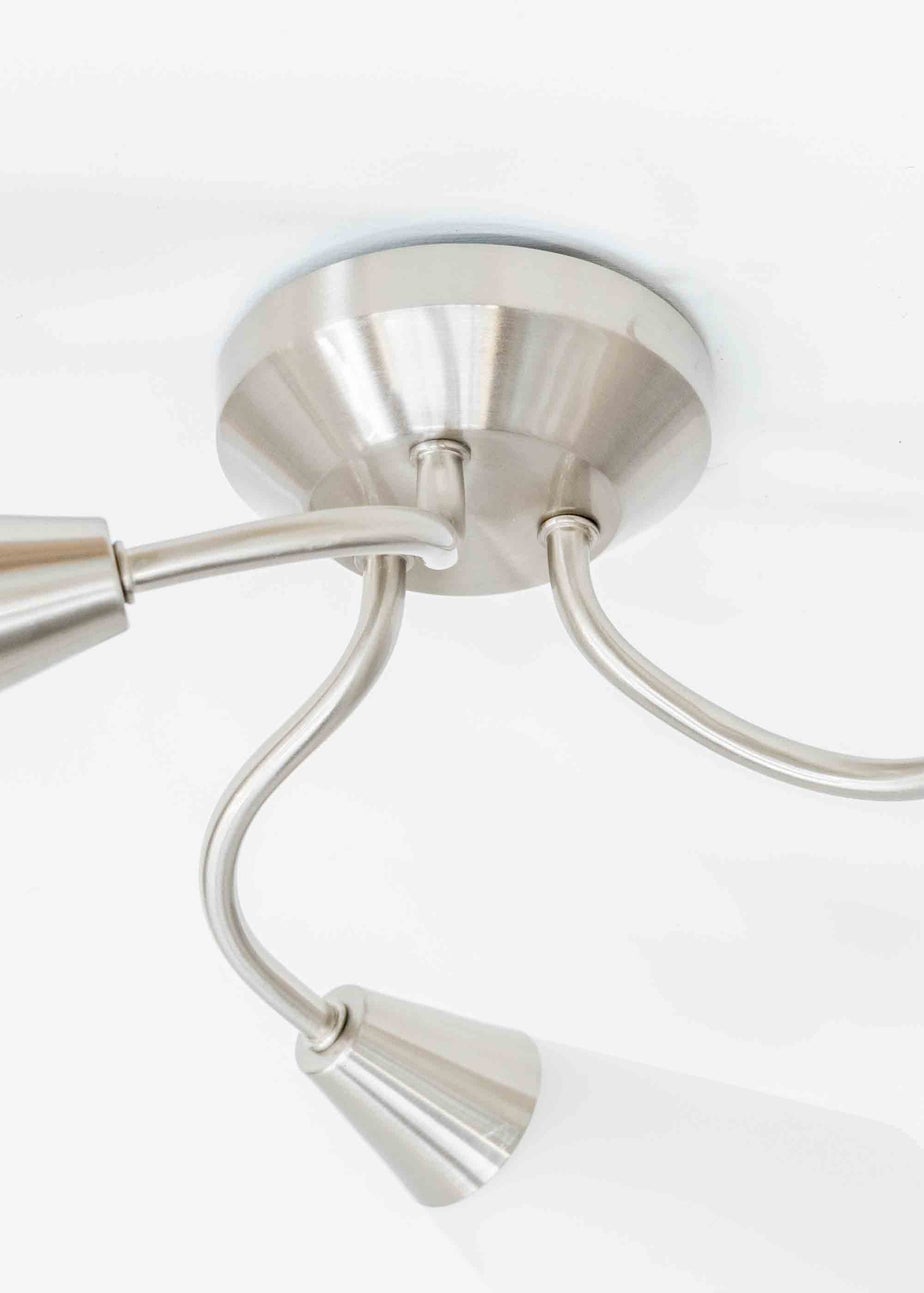ValueLights Kristina Silver Semi-Flush Light with White Uplighter Shade (16.5cm x 44cm x 44cm)