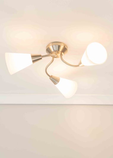 ValueLights Kristina Silver Semi-Flush Light with White Uplighter Shade (16.5cm x 44cm x 44cm)
