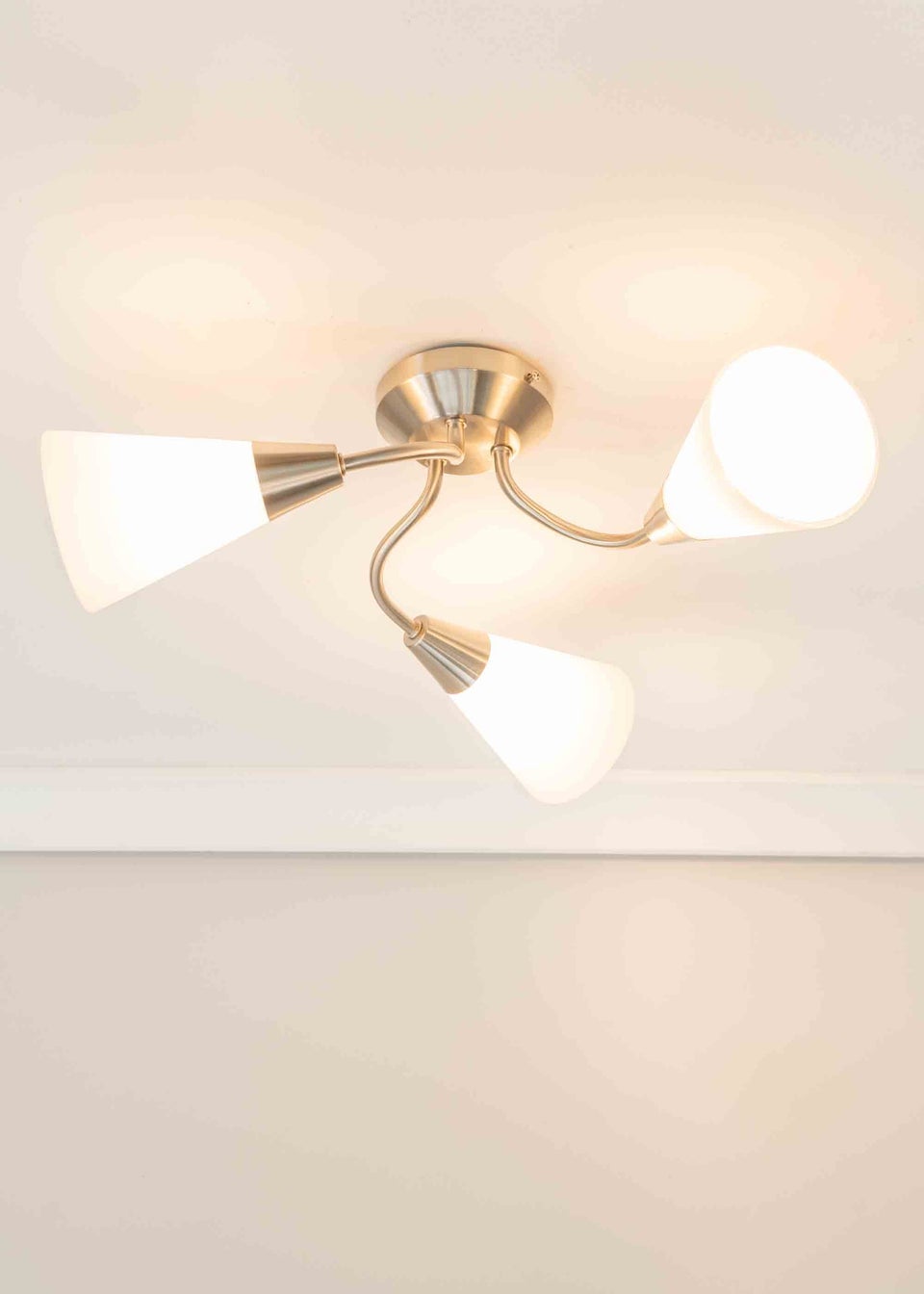 ValueLights Kristina Silver Semi-Flush Light with White Uplighter Shade (16.5cm x 44cm x 44cm)