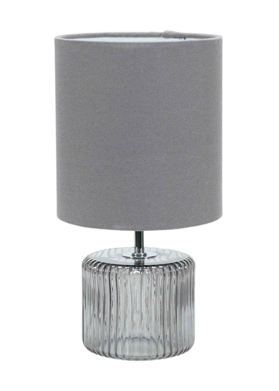ValueLights Betty Smoked Grey Table Lamp with Grey Drum Shade (26cm x 14cm x 14cm)