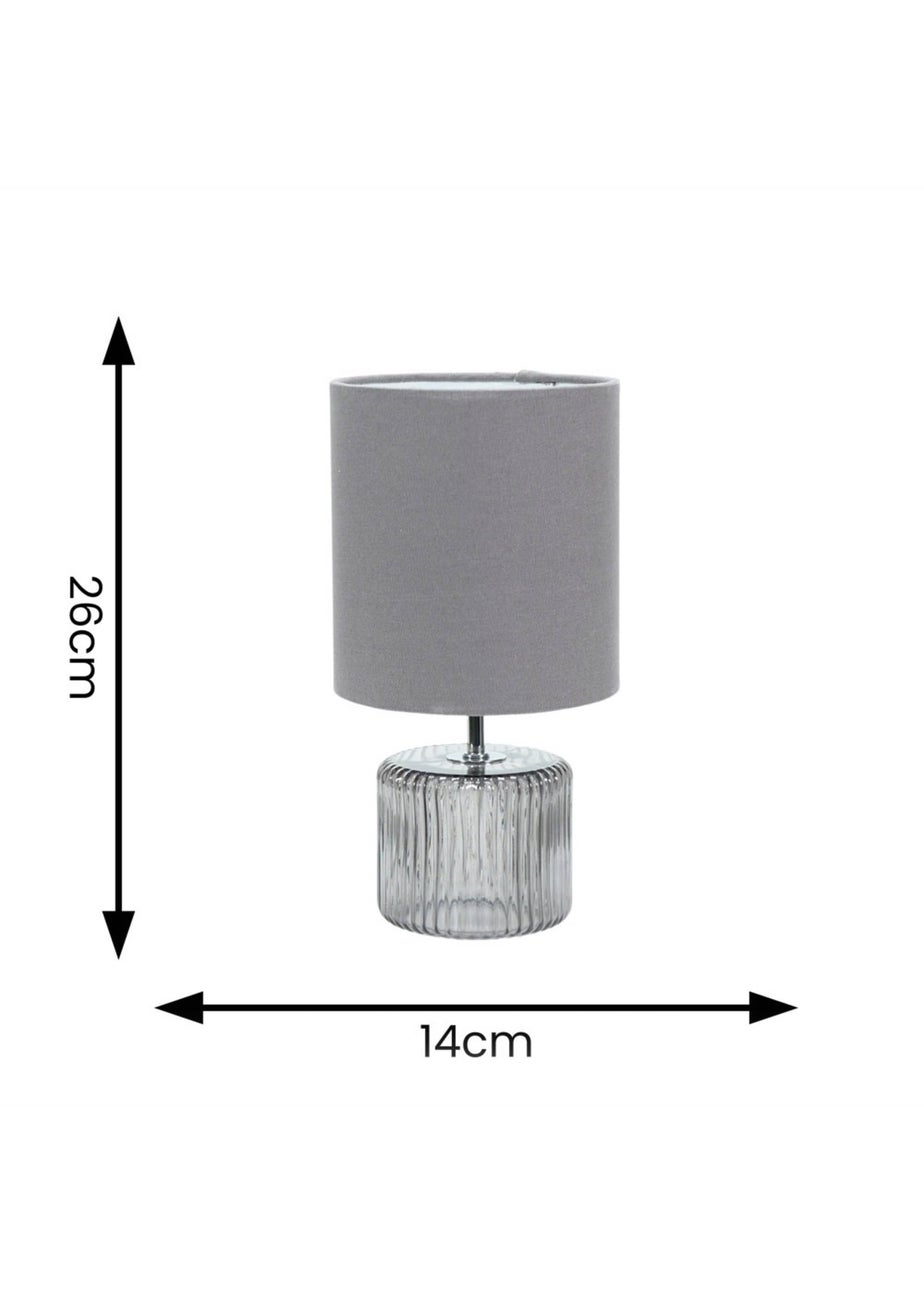 ValueLights Betty Smoked Grey Table Lamp with Grey Drum Shade (26cm x 14cm x 14cm)
