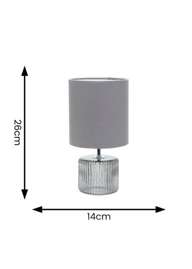 ValueLights Betty Smoked Grey Table Lamp with Grey Drum Shade (26cm x 14cm x 14cm)