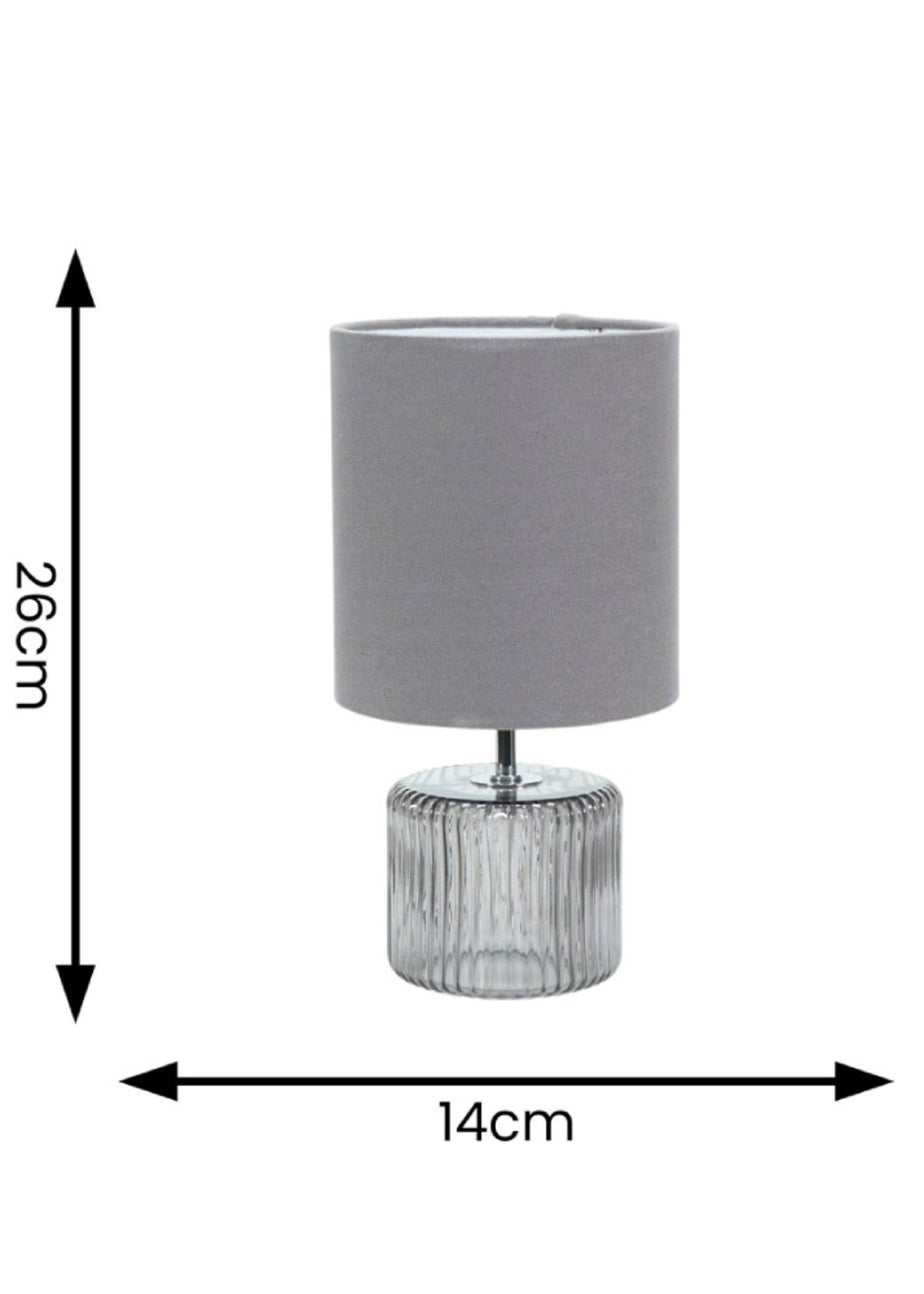ValueLights Betty Smoked Grey Table Lamp with Grey Drum Shade (26cm x 14cm x 14cm)