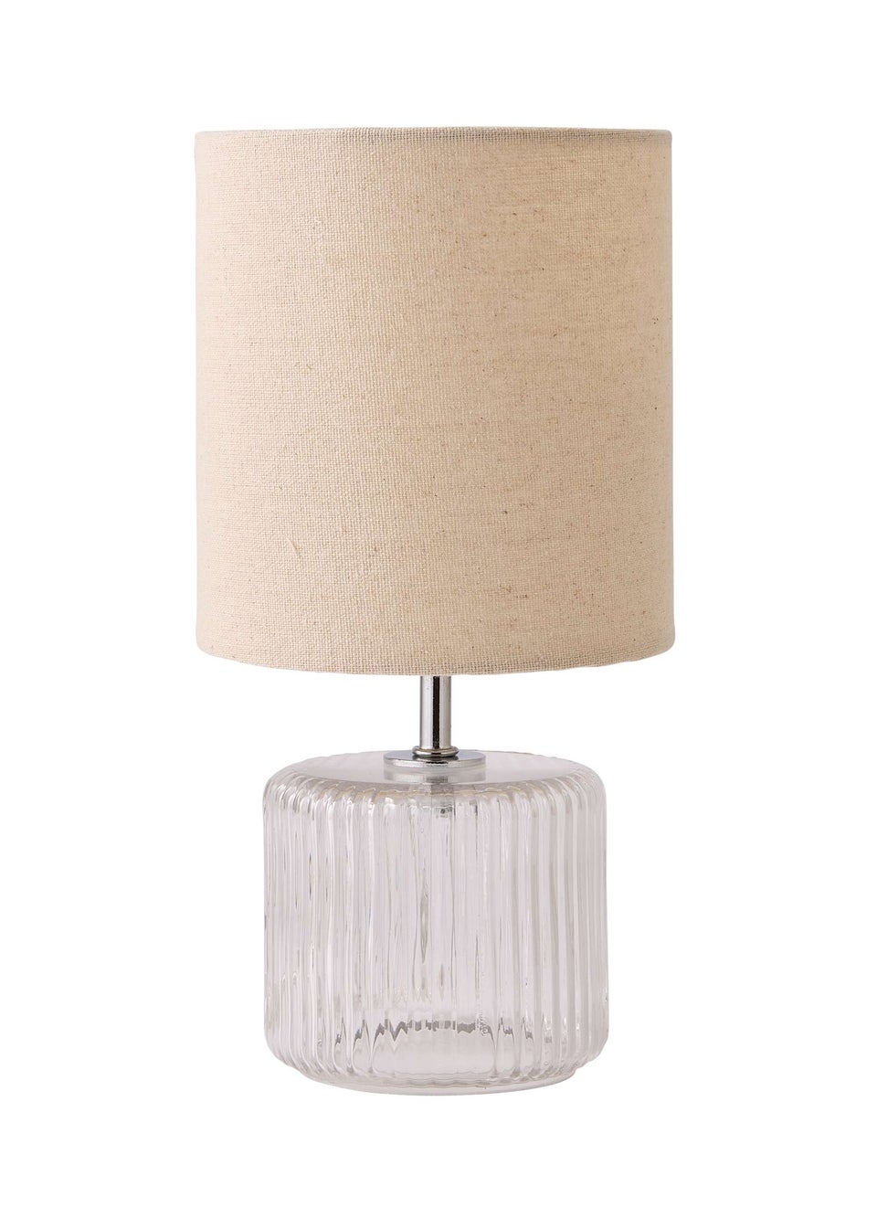 ValueLights Betty Clear Natural Table Lamp with Natural Drum Shade (26cm x 14cm x 14cm)