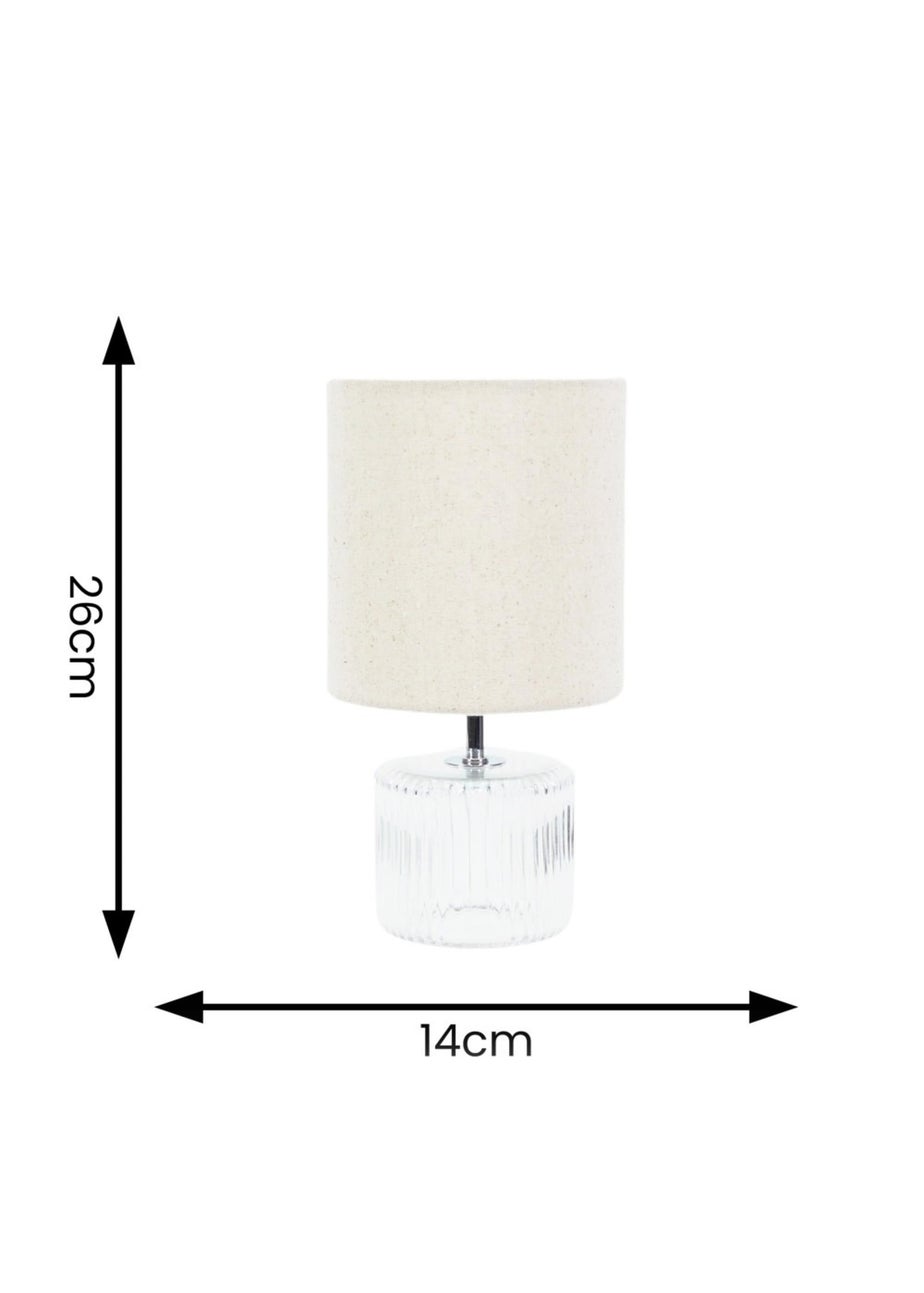 ValueLights Betty Clear Natural Table Lamp with Natural Drum Shade (26cm x 14cm x 14cm)