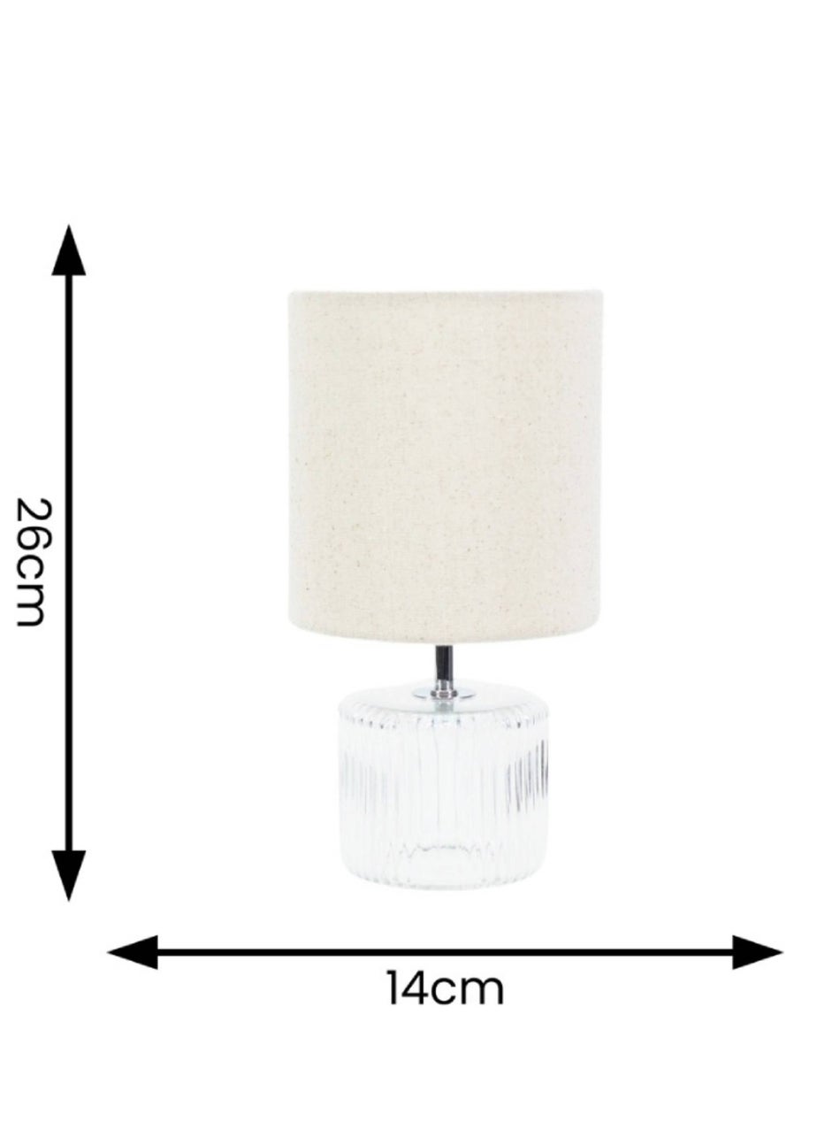 ValueLights Betty Clear Natural Table Lamp with Natural Drum Shade (26cm x 14cm x 14cm)