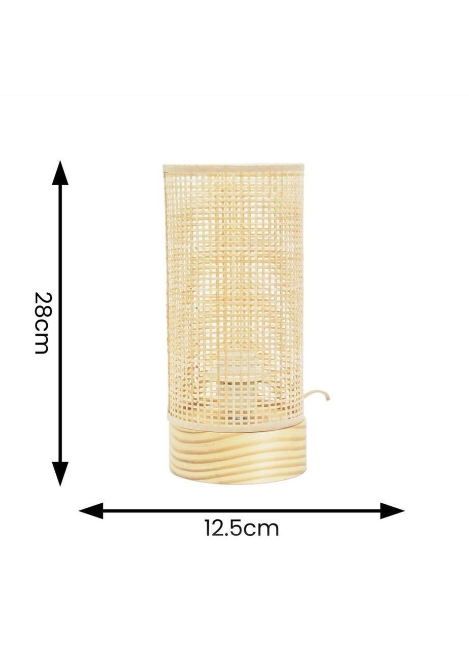 ValueLights Elsa Oak Effect Table Lamp with Small Drum Shade