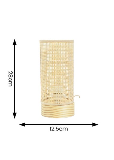 ValueLights Elsa Oak Effect Table Lamp with Small Drum Shade