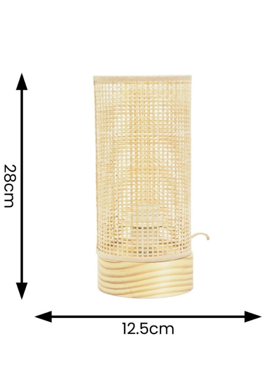 ValueLights Elsa Oak Effect Table Lamp with Small Drum Shade