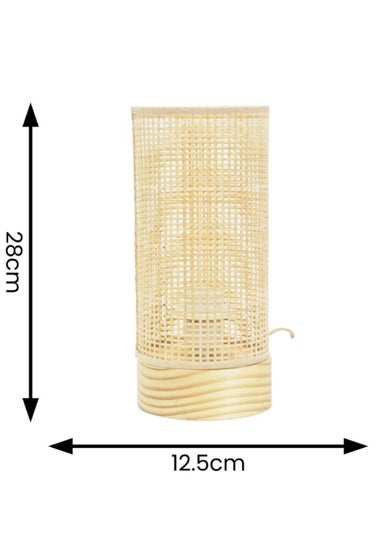 ValueLights Elsa Oak Effect Table Lamp with Small Drum Shade