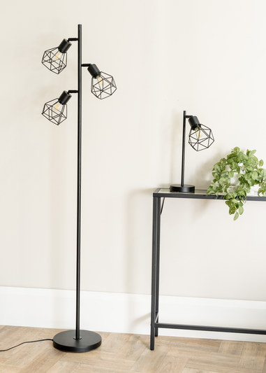 ValueLights Angus Matte Black Adjustable Table Lamp with Black Shade (41cm x 12.5cm x 23cm)