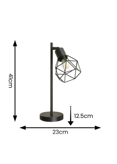 ValueLights Angus Matte Black Adjustable Table Lamp with Black Shade (41cm x 12.5cm x 23cm)