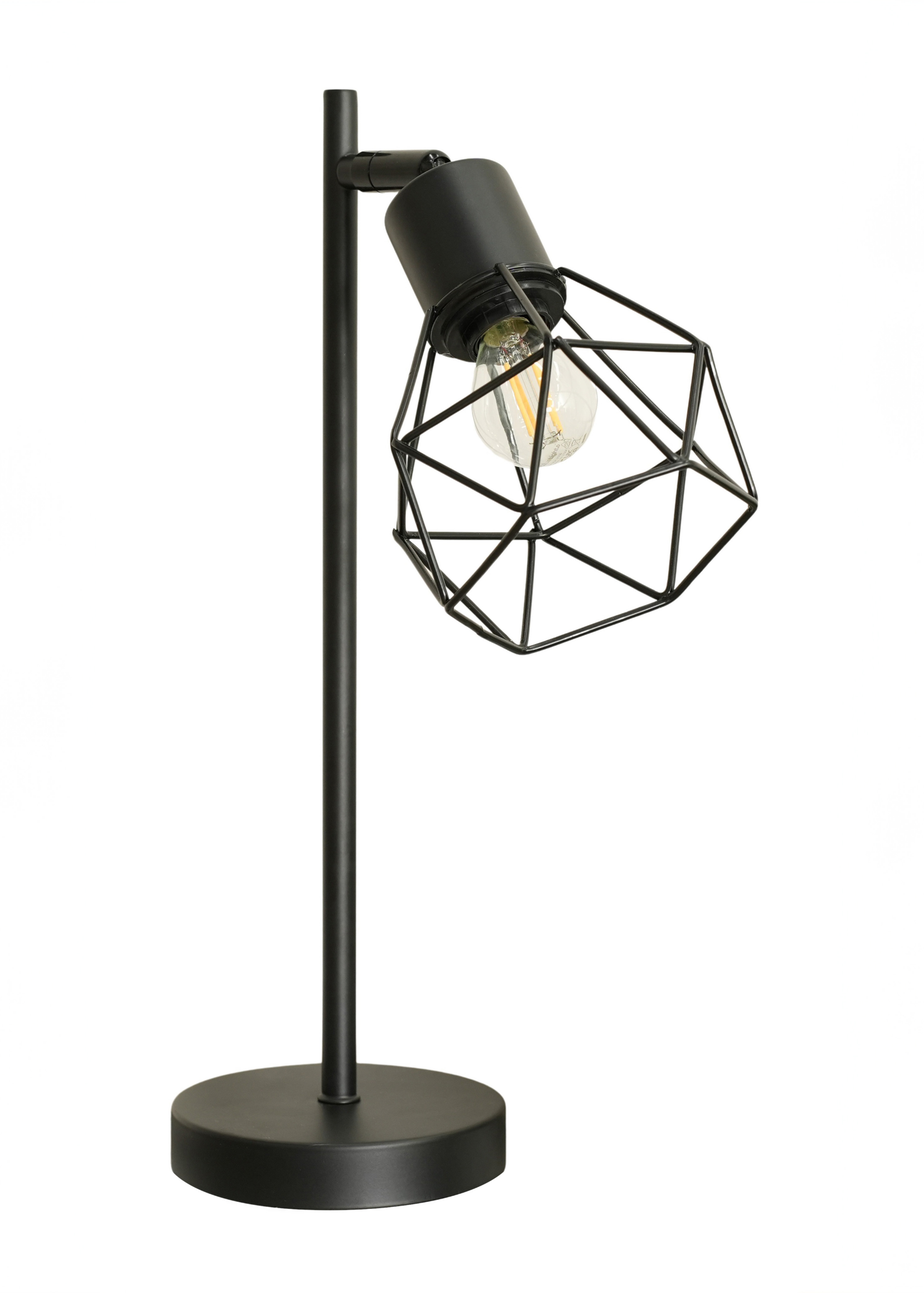 ValueLights Angus Matte Black Adjustable Table Lamp with Black Shade (41cm x 12.5cm x 23cm)