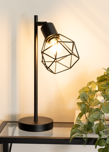 ValueLights Angus Matte Black Adjustable Table Lamp with Black Shade (41cm x 12.5cm x 23cm)