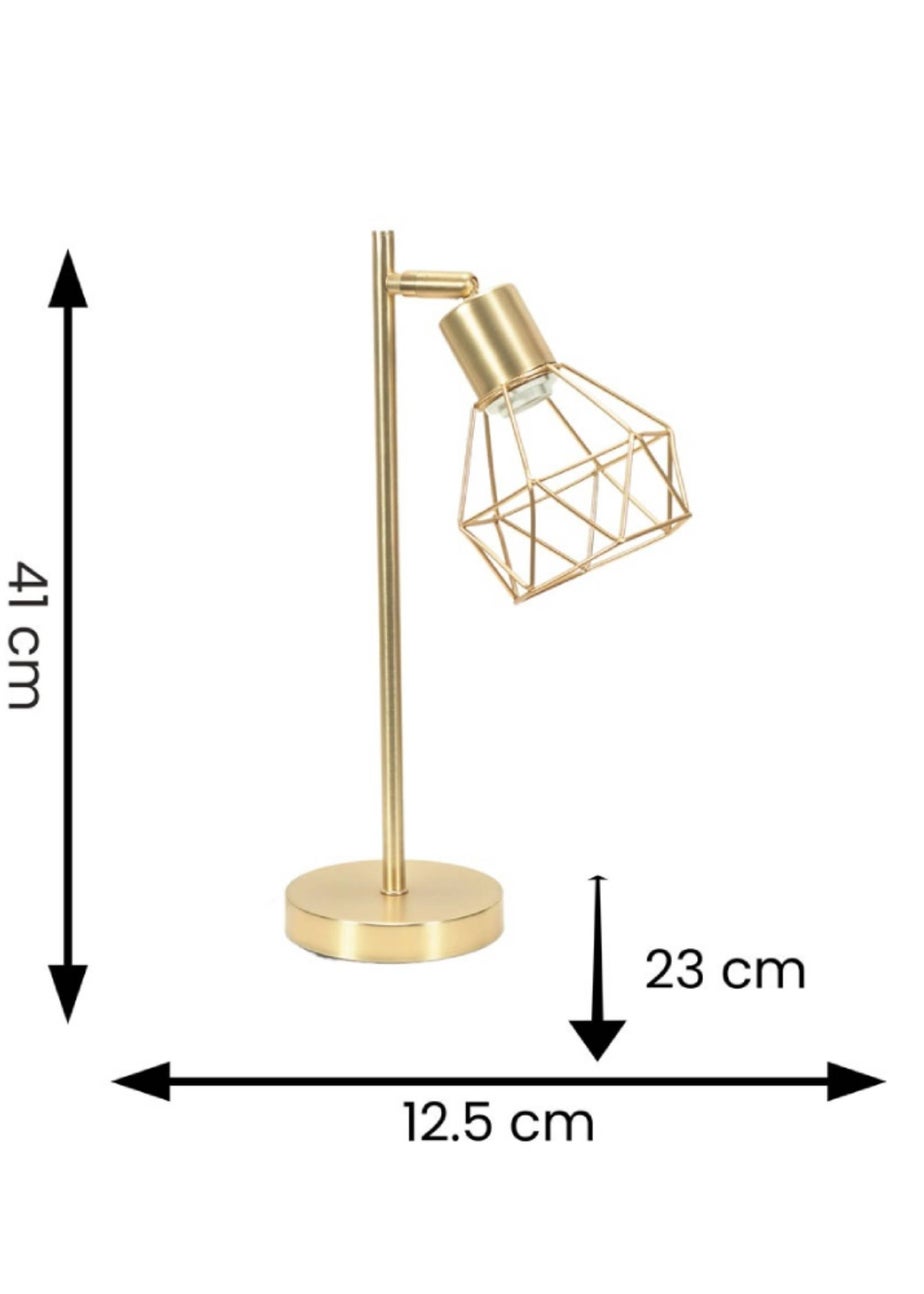 ValueLights Angus Brushed Gold Adjustable Table Lamp with Gold Shade (41cm x 12.5cm x 23cm)