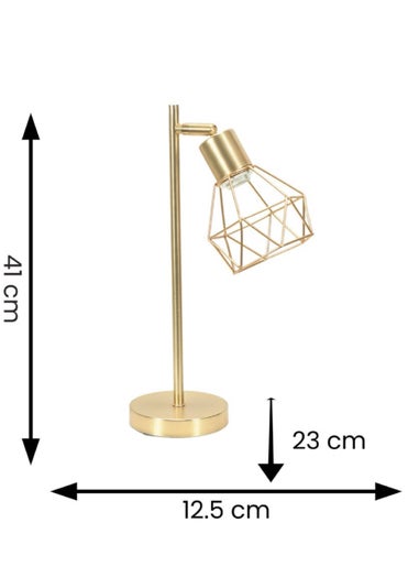 ValueLights Angus Brushed Gold Adjustable Table Lamp with Gold Shade (41cm x 12.5cm x 23cm)
