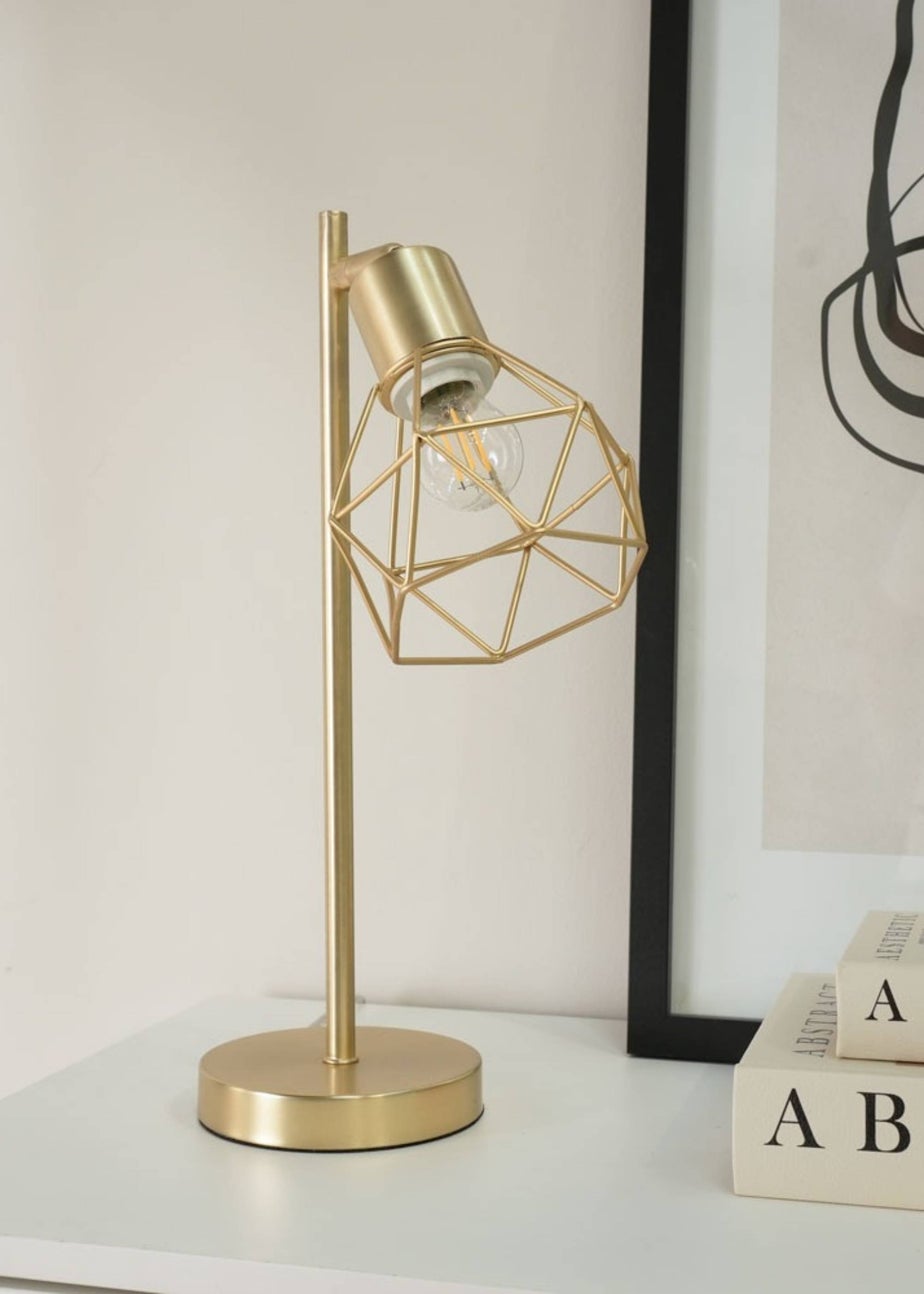 ValueLights Angus Brushed Gold Adjustable Table Lamp with Gold Shade (41cm x 12.5cm x 23cm)