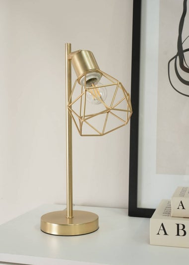 ValueLights Angus Brushed Gold Adjustable Table Lamp with Gold Shade (41cm x 12.5cm x 23cm)