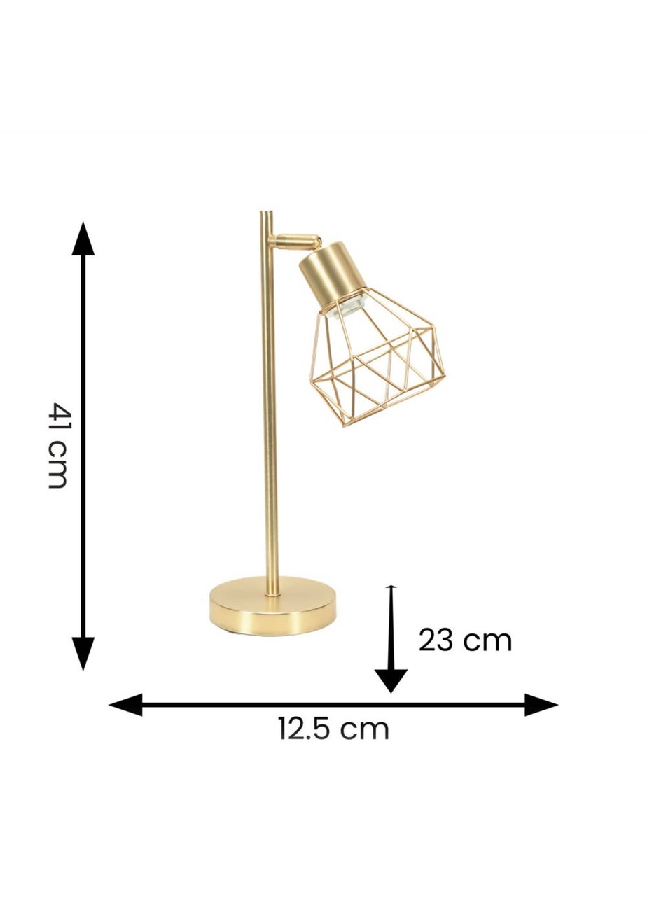 ValueLights Angus Brushed Gold Adjustable Table Lamp with Gold Shade (41cm x 12.5cm x 23cm)