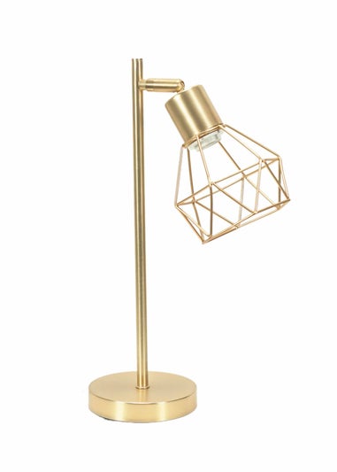 ValueLights Angus Brushed Gold Adjustable Table Lamp with Gold Shade (41cm x 12.5cm x 23cm)