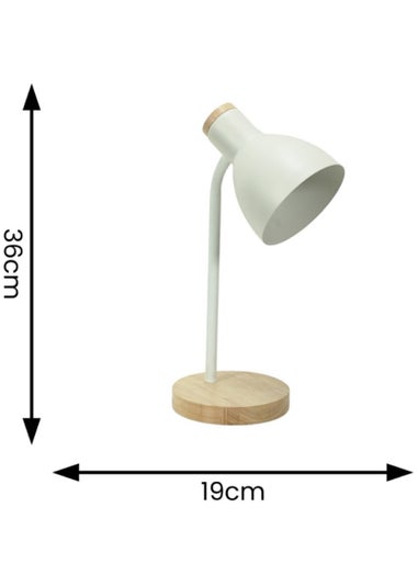 ValueLights Woody White Table Lamp with Tapered Shade (36cm x 19cm x 14cm)