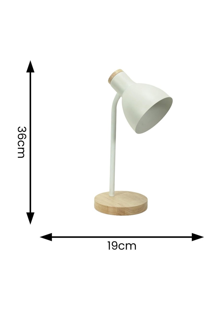 ValueLights Woody White Table Lamp with Tapered Shade (36cm x 19cm x 14cm)
