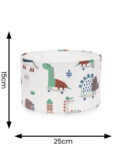 ValueLights Dino Shade Multicolour Drum Ceiling Pendant Lampshade (15cm x 25cm x 25cm)