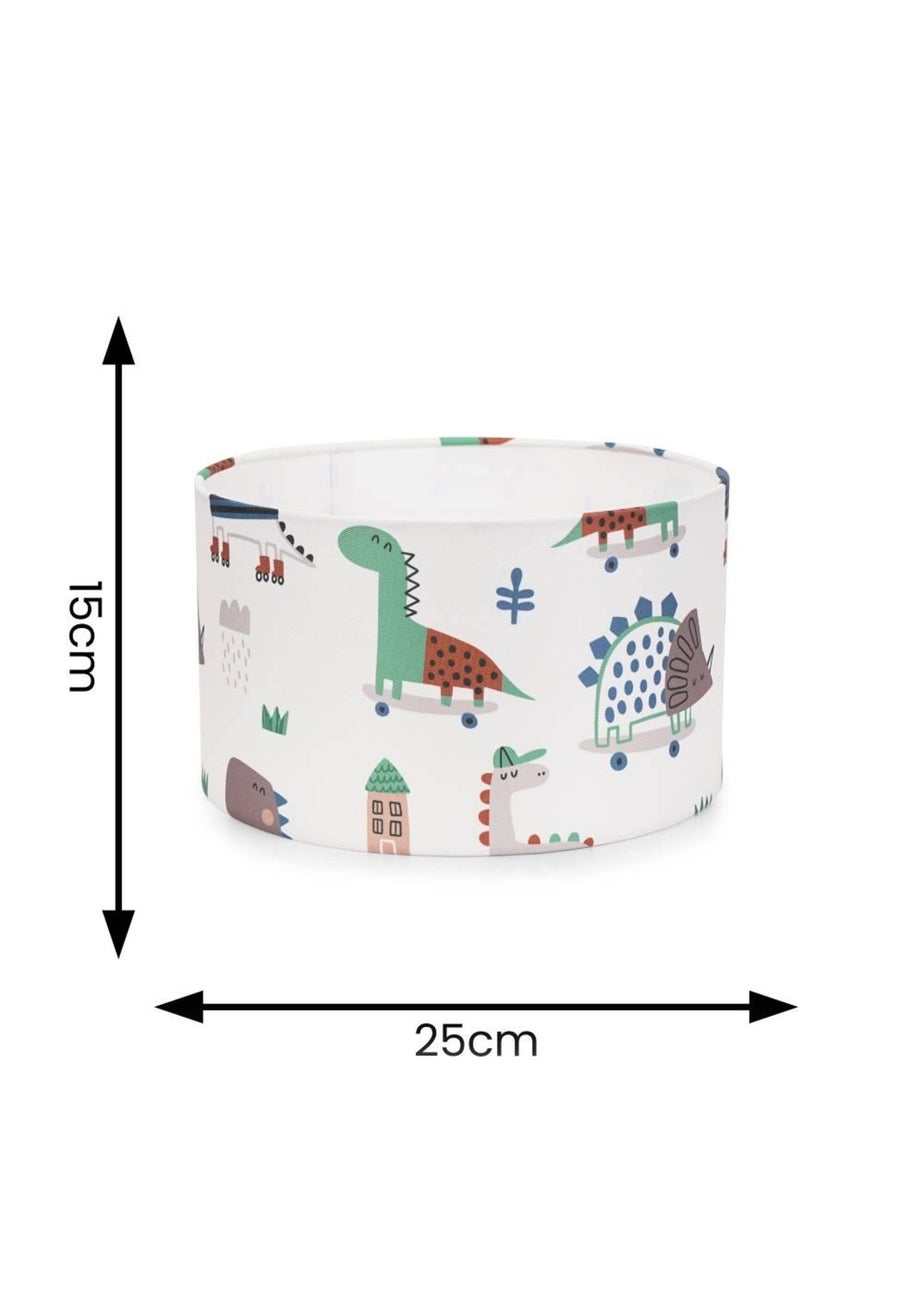 ValueLights Dino Shade Multicolour Drum Ceiling Pendant Lampshade (15cm x 25cm x 25cm)