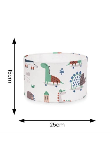ValueLights Dino Shade Multicolour Drum Ceiling Pendant Lampshade (15cm x 25cm x 25cm)