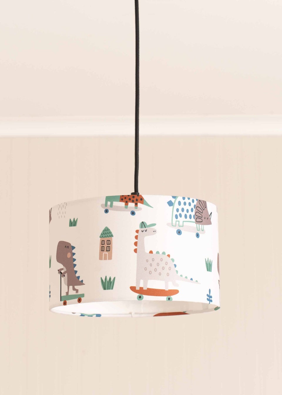 ValueLights Dino Shade Multicolour Drum Ceiling Pendant Lampshade (15cm x 25cm x 25cm)