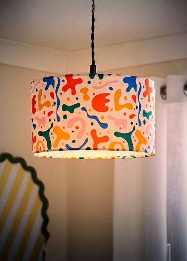 ValueLights Abbie Multicolour Drum Ceiling Pendant Lampshade (15cm x 25cm x 25cm)