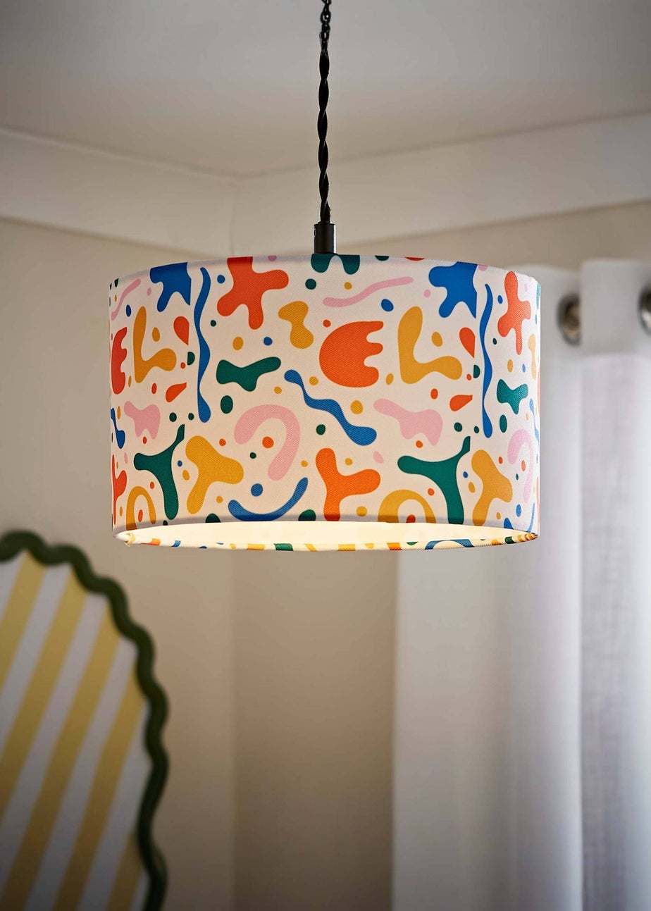 ValueLights Abbie Multicolour Drum Ceiling Pendant Lampshade (15cm x 25cm x 25cm)