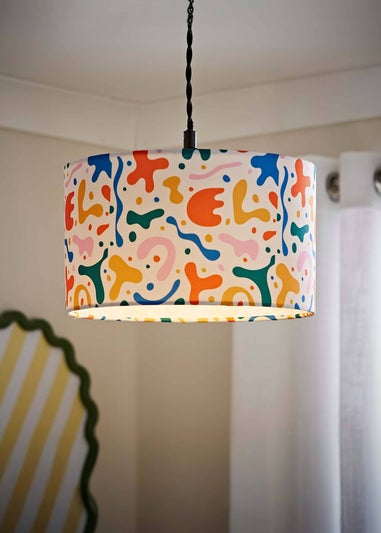 ValueLights Abbie Multicolour Drum Ceiling Pendant Lampshade (15cm x 25cm x 25cm)