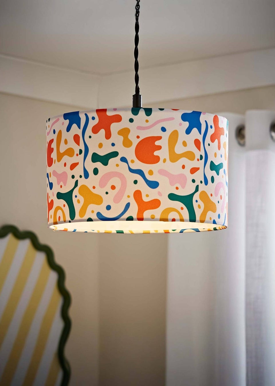 ValueLights Abbie Multicolour Drum Ceiling Pendant Lampshade (15cm x 25cm x 25cm)